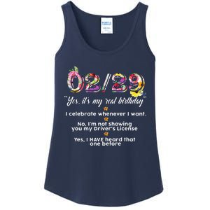 Leap Year Birthday Floral Funny Ladies Essential Tank