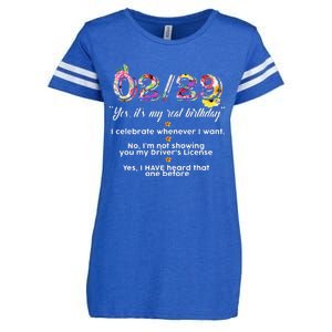 Leap Year Birthday Floral Funny Enza Ladies Jersey Football T-Shirt