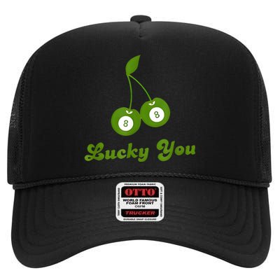 Lucky You Baby 8 Ball Cherry Baby High Crown Mesh Back Trucker Hat