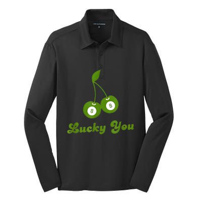 Lucky You Baby 8 Ball Cherry Baby Silk Touch Performance Long Sleeve Polo