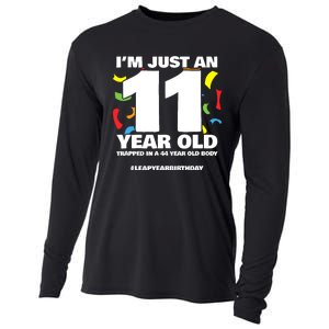 Leap Year Birthday 44th Birthday Party Leap Day Birthday Cooling Performance Long Sleeve Crew