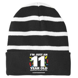 Leap Year Birthday 44th Birthday Party Leap Day Birthday Striped Beanie with Solid Band