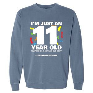 Leap Year Birthday 44th Birthday Party Leap Day Birthday Garment-Dyed Sweatshirt