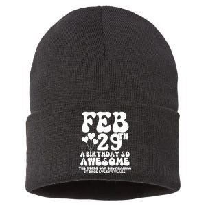 Leap Years Birthday 2024 Quote February 29th Leap Day Sustainable Knit Beanie