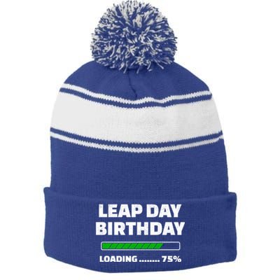 Leap Year Birthday Cool Gift Feb 29th Birthday Cool Gift Leap Day Birthday Great Stripe Pom Pom Beanie