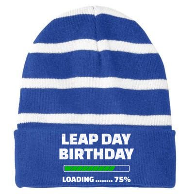 Leap Year Birthday Cool Gift Feb 29th Birthday Cool Gift Leap Day Birthday Great Striped Beanie with Solid Band