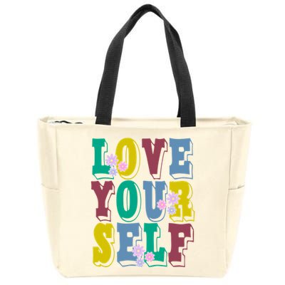 Love Yourself Cute Flower Zip Tote Bag