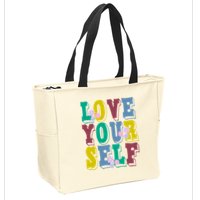 Love Yourself Cute Flower Zip Tote Bag
