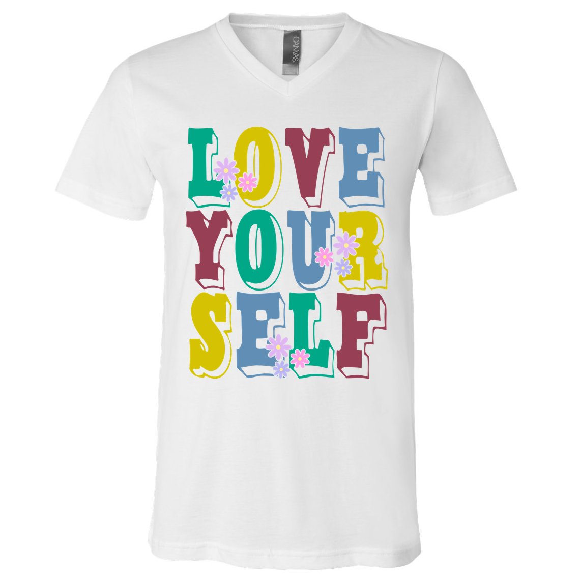 Love Yourself Cute Flower V-Neck T-Shirt