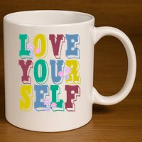 Love Yourself Cute Flower 11oz C Handle Ceramic Mug