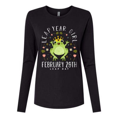 Leap Year Cute Frog Leap Day Birthday Womens Cotton Relaxed Long Sleeve T-Shirt