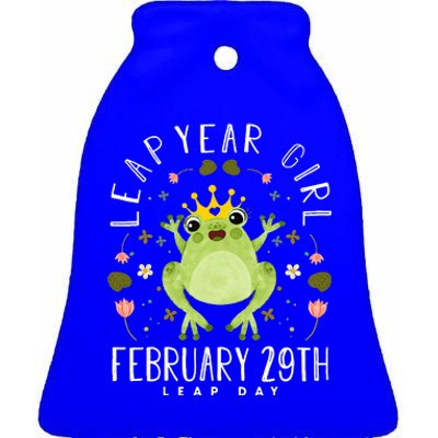 Leap Year Cute Frog Leap Day Birthday Ceramic Bell Ornament