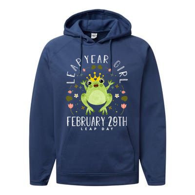 Leap Year Cute Frog Leap Day Birthday Performance Fleece Hoodie