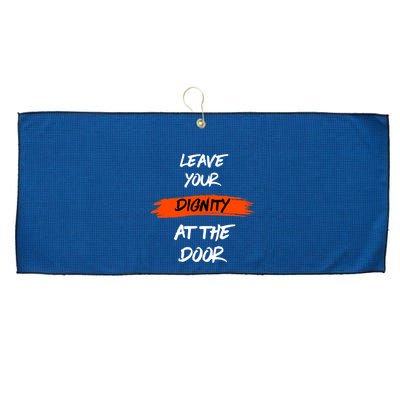 Leave Your Dignity At The Door Large Microfiber Waffle Golf Towel