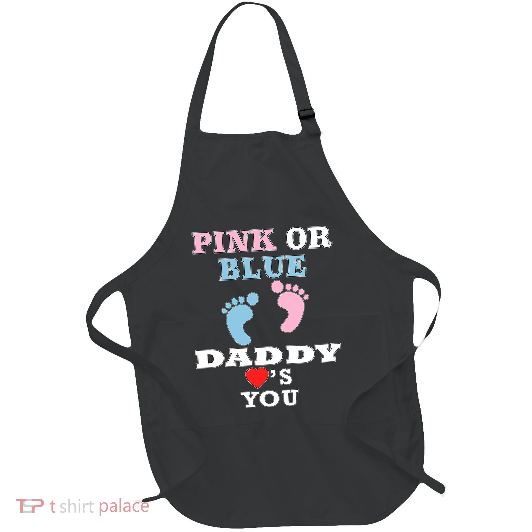 Loves You Dad Gender Reveal Baby Shower Full-Length Apron With Pockets