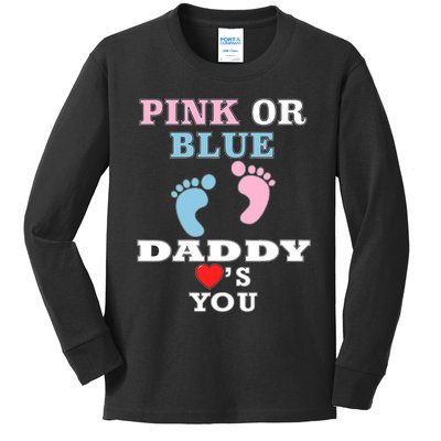 Loves You Dad Gender Reveal Baby Shower Kids Long Sleeve Shirt