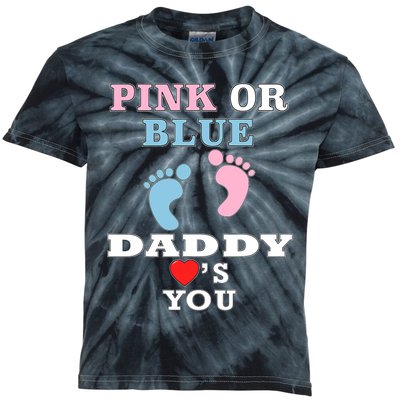 Loves You Dad Gender Reveal Baby Shower Kids Tie-Dye T-Shirt