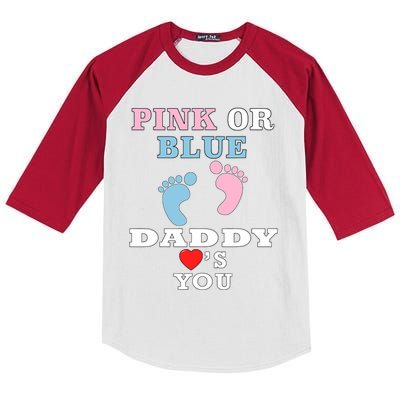 Loves You Dad Gender Reveal Baby Shower Kids Colorblock Raglan Jersey