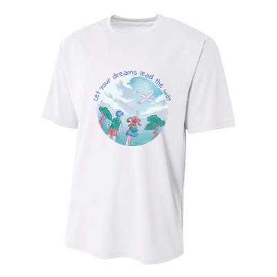 Let Your Dreams Lead The Way Travel Youth Performance Sprint T-Shirt