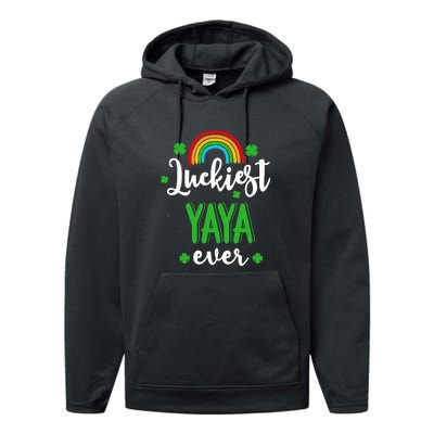 Luckiest Yaya Ever St.Patrick's Day Rainbow Clovers Performance Fleece Hoodie