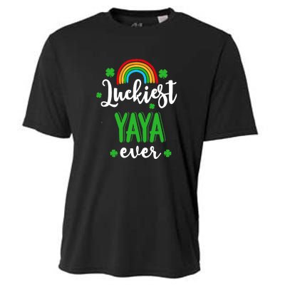 Luckiest Yaya Ever St.Patrick's Day Rainbow Clovers Cooling Performance Crew T-Shirt