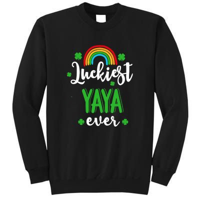 Luckiest Yaya Ever St.Patrick's Day Rainbow Clovers Sweatshirt