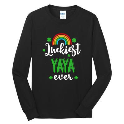 Luckiest Yaya Ever St.Patrick's Day Rainbow Clovers Tall Long Sleeve T-Shirt