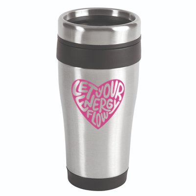 Let Your Energy Flow Heart Quote 16oz Travel Tumbler