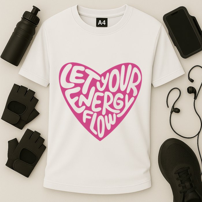 Let Your Energy Flow Heart Quote Cooling Performance Crew T-Shirt
