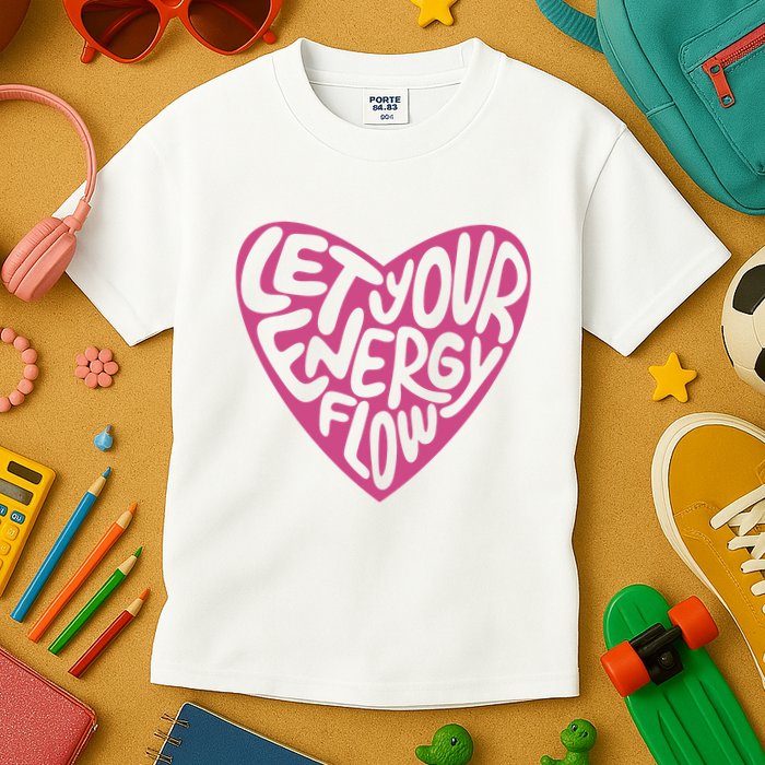 Let Your Energy Flow Heart Quote Kids T-Shirt