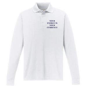 Lukacmp Your Energy Is Your Currency Performance Long Sleeve Polo