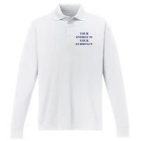 Lukacmp Your Energy Is Your Currency Performance Long Sleeve Polo