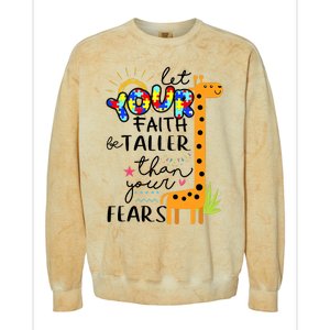 Let Your Faith Be Taller Than Your Fears Autism Colorblast Crewneck Sweatshirt