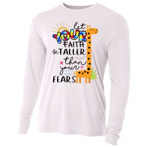 Let Your Faith Be Taller Than Your Fears Autism Cooling Performance Long Sleeve Crew