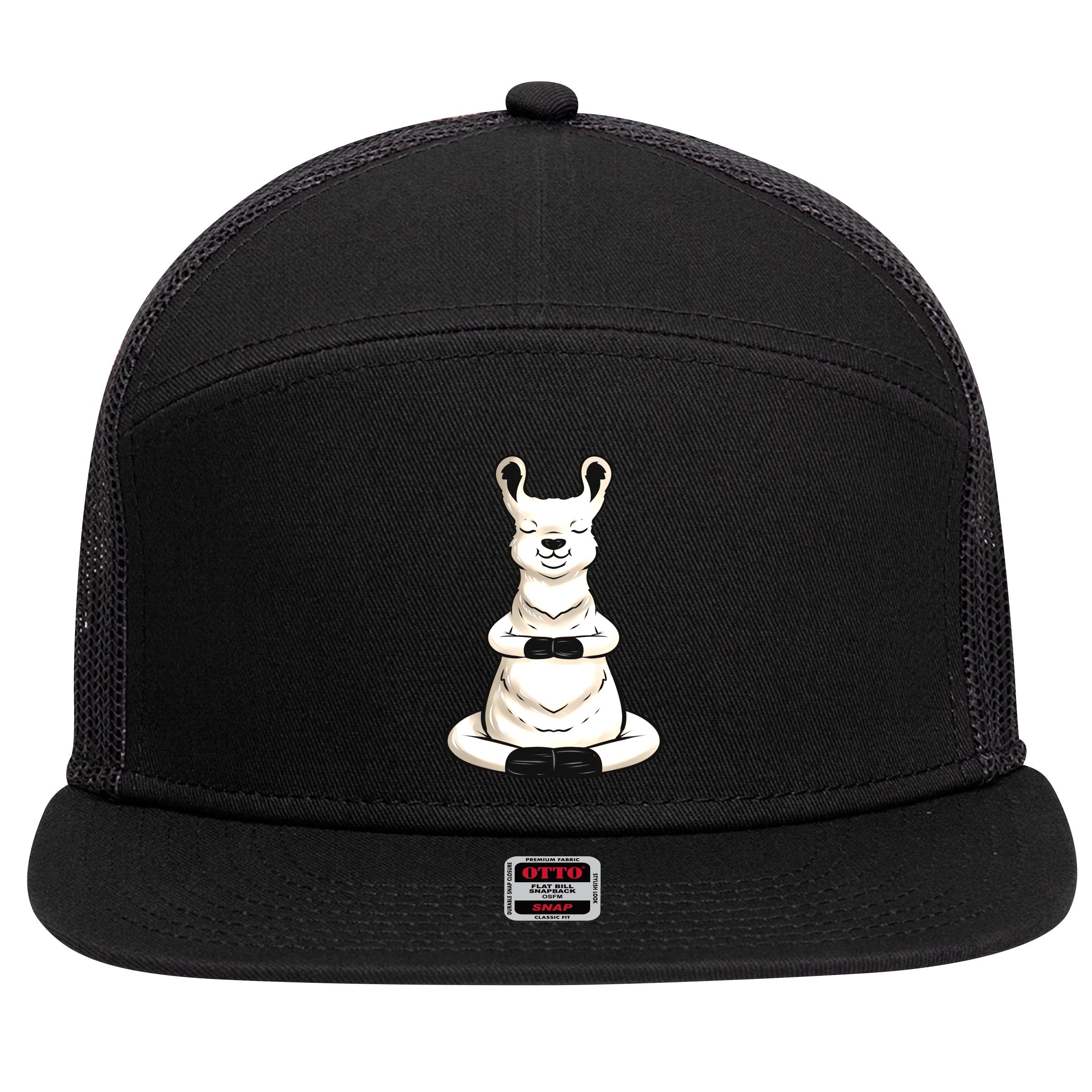 Llama Yoga Funny Namaste 7 Panel Mesh Trucker Snapback Hat