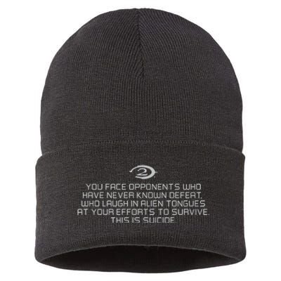 Legendary You Face Opponents Who Have Never Known Defeat Who Laugh In Alien Tong Sustainable Knit Beanie