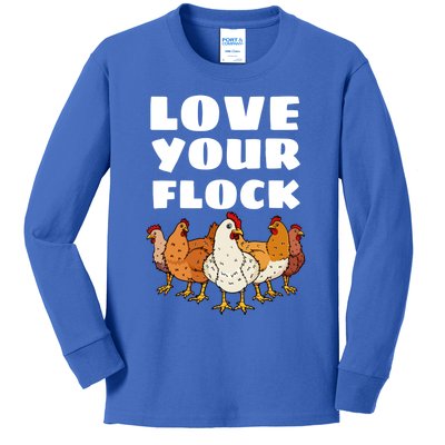 Love Your Flock Chicken Lover Hen Poultry Farmer Rooster Gift Kids Long Sleeve Shirt