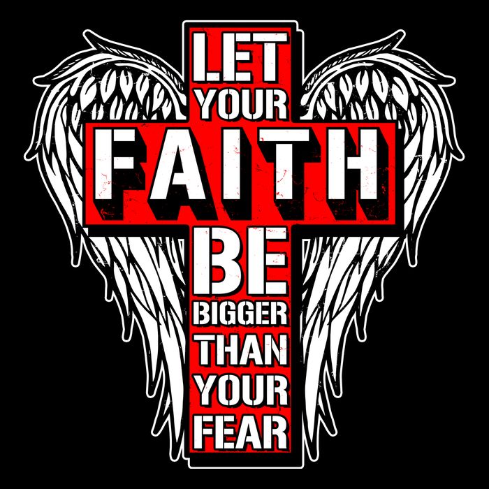 Let Your Faith Be Bigger Than Your Fear Winged Cross Sustainable Bucket Hat