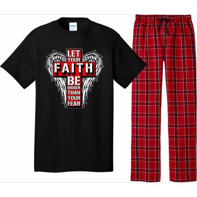 Let Your Faith Be Bigger Than Your Fear Winged Cross Pajama Set