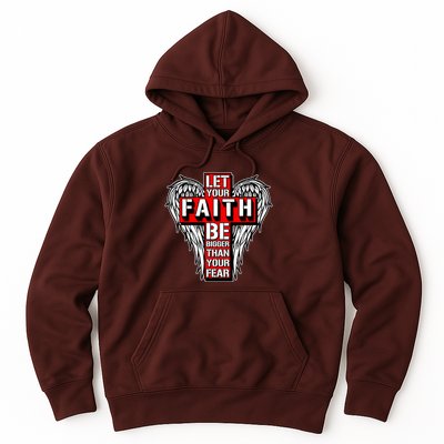 Let Your Faith Be Bigger Than Your Fear Winged Cross Hoodie