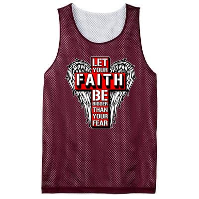 Let Your Faith Be Bigger Than Your Fear Winged Cross Mesh Reversible Basketball Jersey Tank