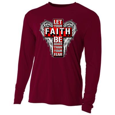 Let Your Faith Be Bigger Than Your Fear Winged Cross Cooling Performance Long Sleeve Crew