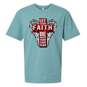 Let Your Faith Be Bigger Than Your Fear Winged Cross Sueded Cloud Jersey T-Shirt