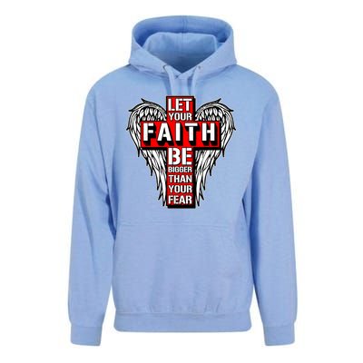 Let Your Faith Be Bigger Than Your Fear Winged Cross Unisex Surf Hoodie