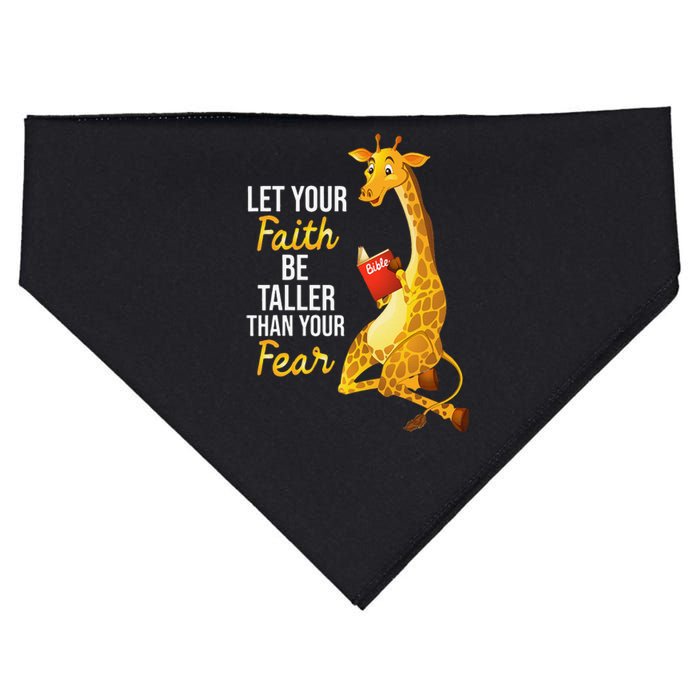 Let Your Faith Be Taller Than Your Fear Giraffes Lover Zoo USA-Made Doggie Bandana