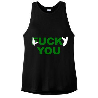 Lucky You F*ck You Funny St Patrick's Day Ladies PosiCharge Tri-Blend Wicking Tank