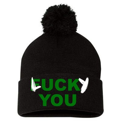 Lucky You F*ck You Funny St Patrick's Day Pom Pom 12in Knit Beanie