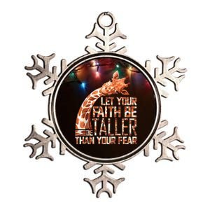 Let Your Faith Be Taller Than Your Fear Giraffe Metallic Star Ornament