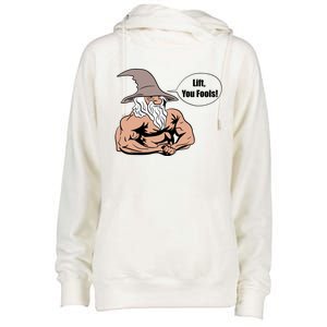 Lift You Fools Wizard Weightlifting Bodybuilding Gym Fitness Womens Funnel Neck Pullover Hood