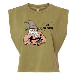 Lift You Fools Wizard Weightlifting Bodybuilding Gym Fitness Garment-Dyed Women's Muscle Tee